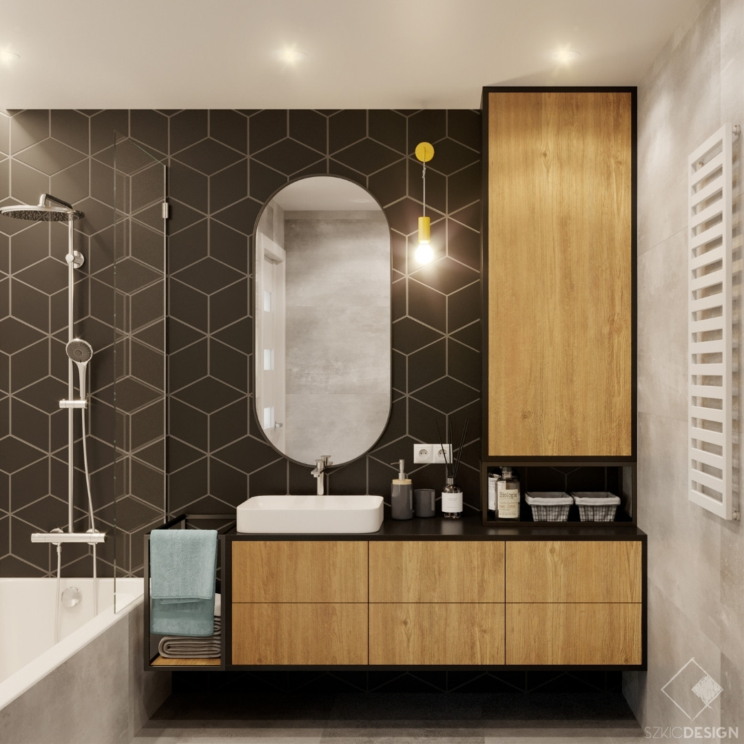 Łazienka z oświetleniem w podwieszanym suficie